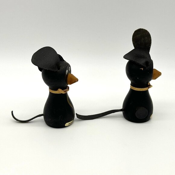 Vintage Black Mice Magnetic Shakers Japan Anthropomorphic Kitschy Wooden 1950s - Picture 4 of 9